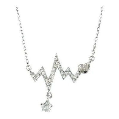 InfinitySilver Strieborný náhrdelník srdcová krivka so zirkónmi L47664745