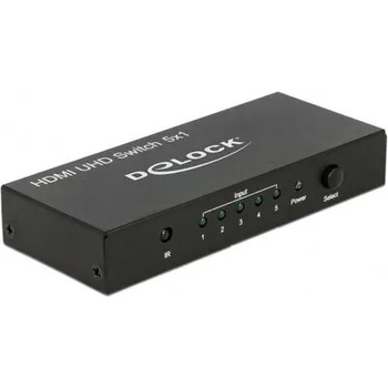 Delock 5 портов HDMI суич Delock 4K@60Hz, Дистанционно, Черен (DELOCK-18685)