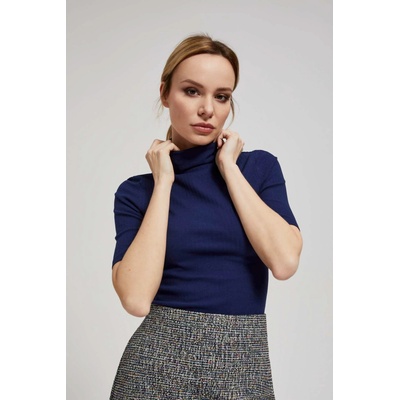 Moodo Ребрена блуза с висока яка тъмносиня Moodo Moodo | Bezhov | ЖЕНИ | XS