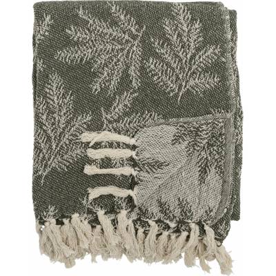 Bloomingville Přehoz z recyklované bavlny Gabriela Green 160 x 130 cm, zelená barva, textil