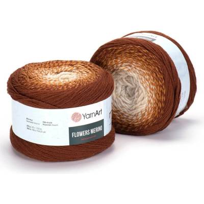 Yarn Art příze Flowers Merino 537 smetanová, kapučíno, odstíny hnědé