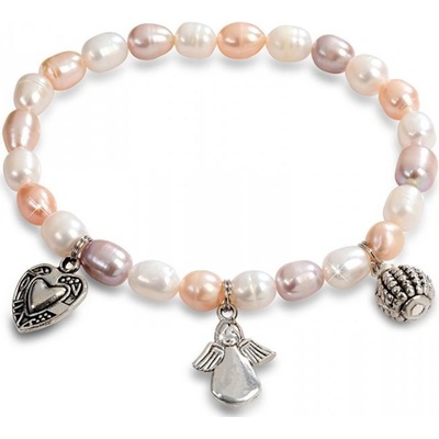 JwL Jewellery Jemný náramok z pravých perál s ozdobami JL0295