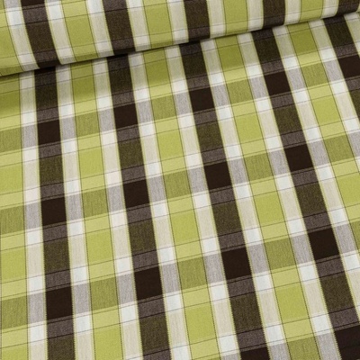 Potahové akrylové plátno (dralon, teflon) na zahradní nábytek, zeleno-hnědé pruhokáro, š.180 (látka v metráži)