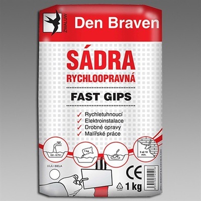 DEN BRAVEN Sádra rychloopravná FAST GIPS 5kg bílá