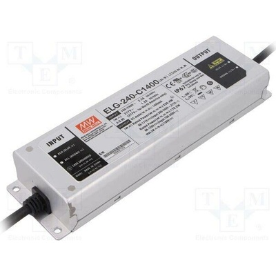 MEAN WELL ELG-240-C1400 Napájecí zdroj: spínaný; LED; 239,4W; 86÷171VDC; 1400mA; IP67; 93%