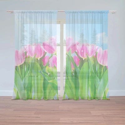 Sablio Záclony Ružové tulipány: 2ks 150x250cm