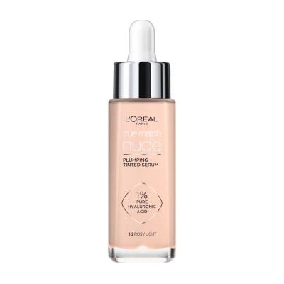 L’Oréal Paris True Match Nude Plumping Tinted Serum sérum pre zjednotenie farebného tónu pleti 1-2 Rosy Light 30 ml