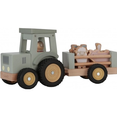 Little Dutch Drevený poľnohospodársky traktor s prívesom