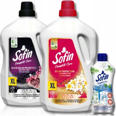 Sofin tekutý prací prostředek Color Black 2 x 2,5 l + Čistič pračky 300 ml