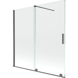 Mexen Velar двукрила разтегателна вана екран 160 x 150 cm, прозрачен, четка gun gray (896-160-000-01-66)