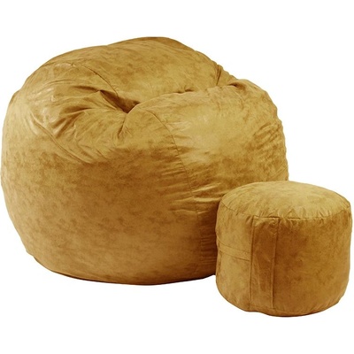 PUFRELAX Комплект Барбарон и табуретка за крака 700л. King Size, Amber, Перящ се калъф, Трансформира се в легло, Пълнеж с микс от мемори пяна и дунапрен, Гама Premium, 8959 (PUF-M-KO-PT-AMB)