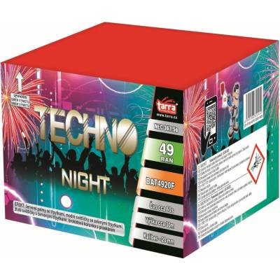 Ohňostroj Baterie výmetnic TECHNO NIGHT 49 ran 8 1 TARRA pyrotechnik BAT4920F