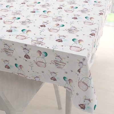 Biante bavlna obdĺžnikový obrus Sandra SA-372 Myšky a konvičky na bielom 140x200 cm