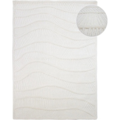 Flair Rugs Бял ръчно изработен килим със смес от вълна 140x200 cm Sculptured Wave - Flair Rugs (503119381601)