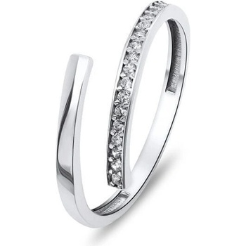 Brilio Silver Elegantný otvorený prsteň s čírymi zirkónmi RI035W