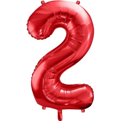 PartyDeco Fóliové číslo 2 červené 86 cm