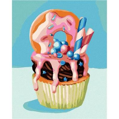 zuty Malování Podle Čísel Cupcake S Donutem Myroslava Voloschuk 40 x 50 Cm Plátno Rám