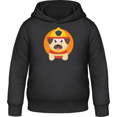 AWDis detská mikina s Kapucňu Pes hasič čierna