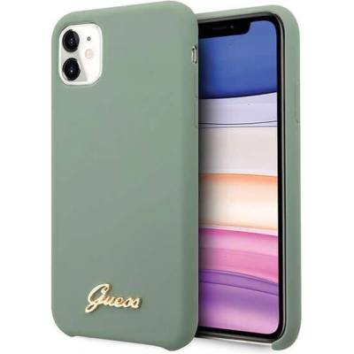 GUESS Hard Silicone Case - силиконов (TPU) калъф за iPhone 11 (зелен)