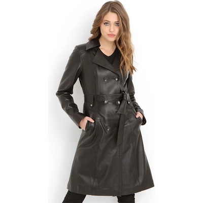 Jacket Club Дамски шлифер от естествена кожа f-265 - Черен #317693 (317693_Черно)