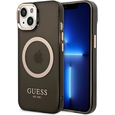 GUESS Кейс Guess GUHMP14SHTCMK за iPhone 14 6.1", черен / черен, твърд, Gold Outline Translucent MagSafe (GUE002418-0)