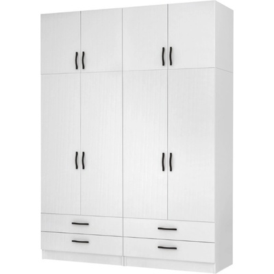 TopMebel Ricardo четиридверен меламинов гардероб с шкаф в бял цвят 160x51, 8x240см