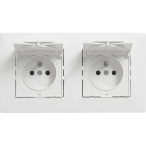Legrand - Двойна външна домашна розетка с рамка NILOE STEP 250V IP44 бяла (LR0083B)