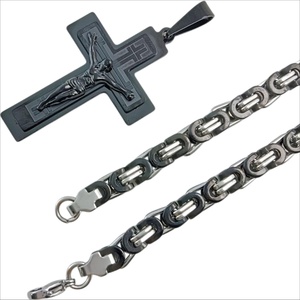 HARAHU Мъжко колие re-38737 - Черно / Сребърно / 70см kp38737