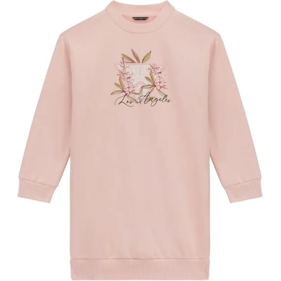 Guess Спортна рокля със средна дължина в бледо розов цвят с щампа и надпис Guess