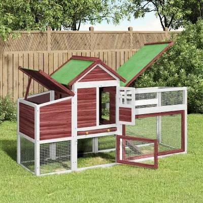 vidaXL Kurník s výběhem moka 186,5 × 58,5 × 113 cm masivní borové dřevo 9799.172230