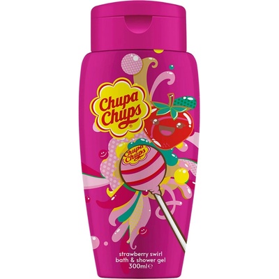 Chupa Chups Sprchový gel a pěna do koupele Strawberry Swirl 300 ml