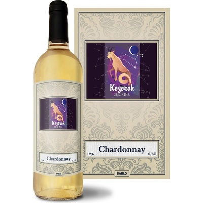Sablio Kozorožec Chardonnay biele suché víno 12 % 0,75 l (čistá fľaša)