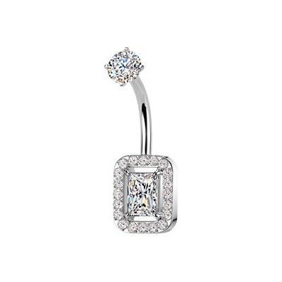 Šperky4U Ocelový piercing do pupíku se zirkony BS1079