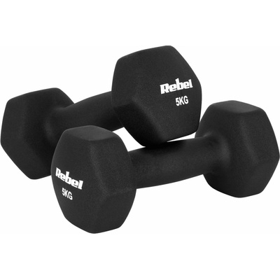 Rebel RBA-2330-5 Litinové neoprenové činky HEX 2 x 5 kg
