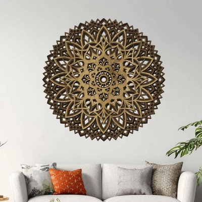 dřevo života 4 vrstvá mandala KVETOUCÍ DUŠE Zvolte rozměr (cm): 80x80, Zvolte barvu dekoru: Dub zlatý-Ořech-Wenge