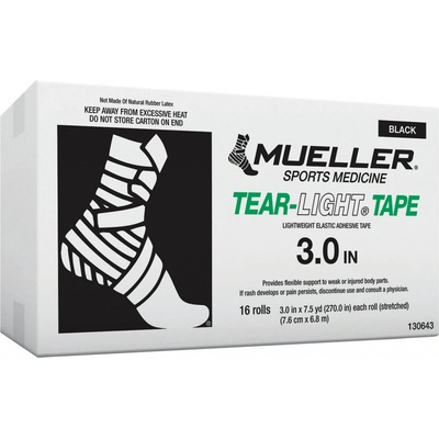 Mueller Tear light Tape tejpovací páska černá 7.6 cm x 6.8m 16 ks