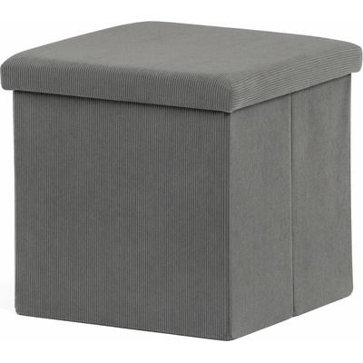 AUTRONIC Taburet s úložným priestorom, sivá menčestrová látka 38 × 38 × 38 cm