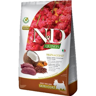 Farmina Пълноценна храна за кучета от дребни породи n&d dog quinoa skin&coat adult mini venison 0.800 kg (pnd0080083)