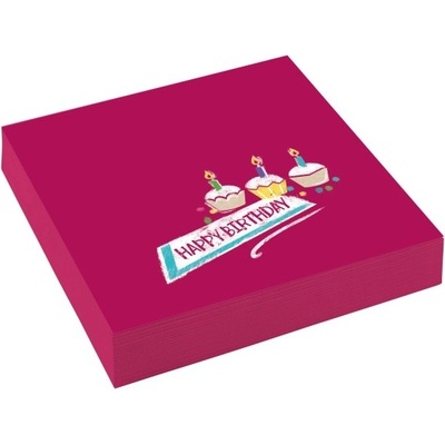 Amscan ubrousky Happy Birthday 25x25cm 20ks