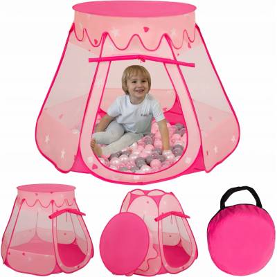 Selonis stan na hraní 105X90cm/200 míčků Hradní domeček Pop Up Ballpit Růžová:Žlutý-Zelená-Modrá-Červená-Oranžová