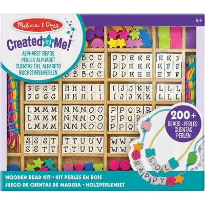 Melissa & Doug Drevené korálky na navliekanie Tvary a písmenká