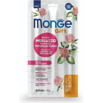 Image 1 of Monge Gift Cat Soft Sticks Skin Support лакомство за котки за кожа и козина, с риба треска и детелина 15gr