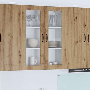 vidaXL Стенен стъклен шкаф PORTO Дъб 80 x 31 x 100 см (885514)