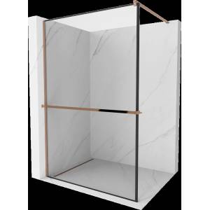 Mexen Kioto+ стена за душ с рафт Walk-in 110 x 200 см, черна рамка, розово злато - 800-110-121-60-70 (800-110-121-60-70)