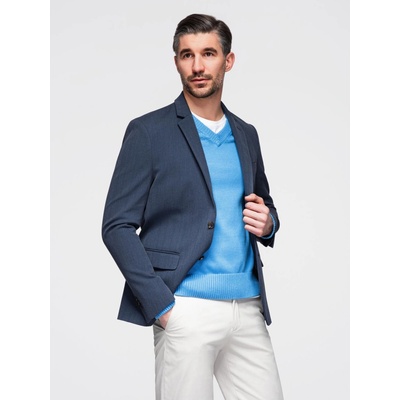 Ombre Elegant men's SLIM FIT jacket with rayon dark blue modrá