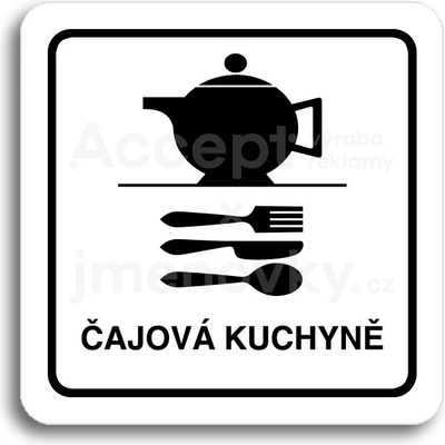 ACCEPT Piktogram čajová kuchyně - bílá tabulka - černý tisk