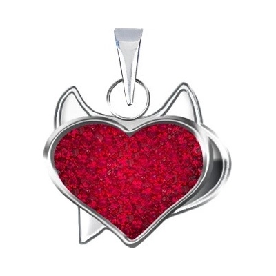 Šperky eshop Prívesok zo striebra 925 červené čertovské srdce a zirkóny AA01.24