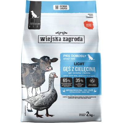 Wiejska Zagroda Суха храна за кучета Light - гъска с телешко (за възрастни кучета) 2 кг