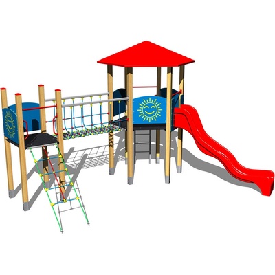 Playground System DETSKÉ IHRISKO - šesťboká zostava so šmýkačkou 6U - 206