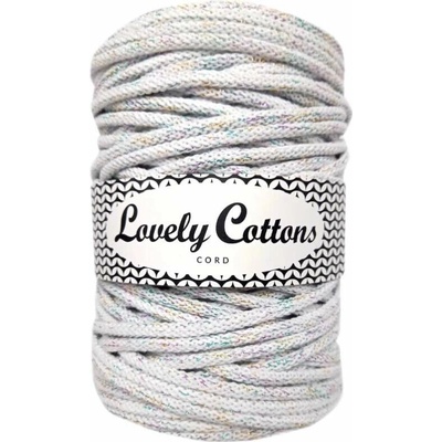 Bavlněná šňůra Lovely Cottons 5mm - Bílá s duhovou nitkou